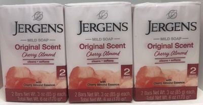 JERGENS MILD SOAP Original Scent Cherry Almond Essence 3 Packs Of 2 3oz Ea.