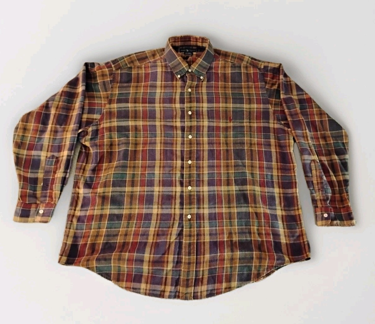 Polo Ralph Lauren Shirt Men's VTG Blaire Plaid Large Multicolor Long Sleeve