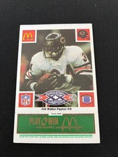 SUPER BOWL XX CHICAGO BEARS WALTER PAYTON GREEN MCDONALDS  1986 FOOTBALL CARD