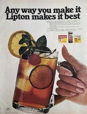 1970 Lipton Original Vintage Advertisement Glass Mug Iced Tea Print Ad