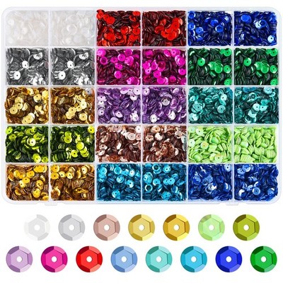 NACHLYNN 16800 Pcs 6MM Bulk Loose Sequins 15 Colors Rainbow 6 mm, Multicolor 