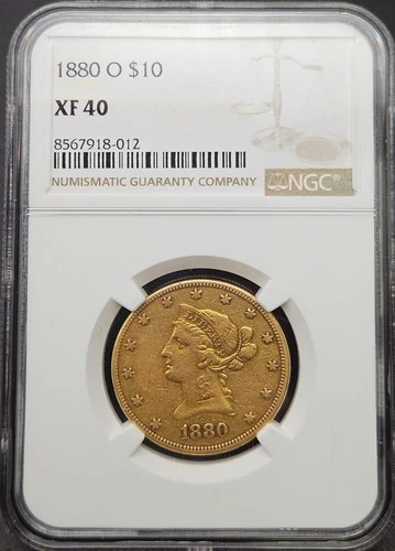 1880 O $10 Liberty Head Gold Eagle NGC XF 40, Antique Beauty!