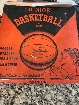 1940s Junior Basketball hoop with net in box ~ stainless steel