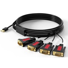 4 Port USB To RS232 DB9 Serial 9Pin Adapter Cable 5FT For Mac Windows