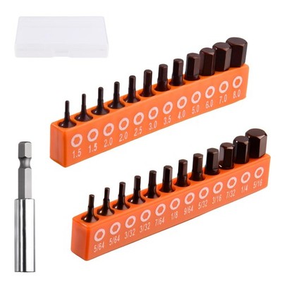 LEONTOOL 24 PCS Impact Hex Head Allen Wrench Drill Bit Set(Metric & SAE), 1/4...
