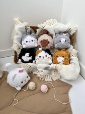 Plushie Cat Amigurumi, Crochet Chubby Cat Toy, Boho Nursery Decor