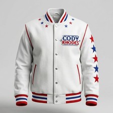 Cody Rhodes Varsity Jacket American Nightmare WhiteLetterman Jacket All Sizes