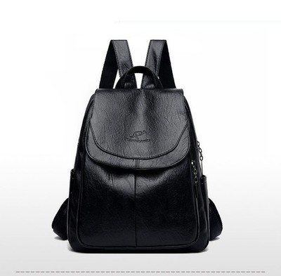 Black Luxury Women Genuine Leather Backpack Fashion Designer Female Soft Cow