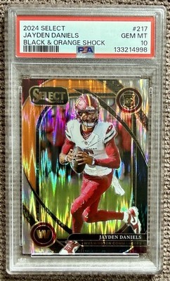 2024 Panini Select Jayden Daniels Black Orange Shock Rookie PSA 10