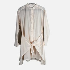 Xírena Women's Arly Tie-Front Mini Shirt Dress Size S Beige *Read*