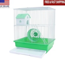 Two Story Hamster Cage W/ Exercise Wheel Multi-Level Habitat Ladder Platform New