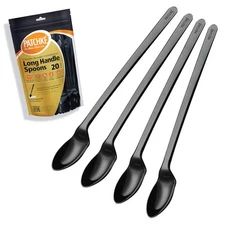 Strong And Sturdy - 9 Inch - Long Handle Spoon For Stirring, Black Cof