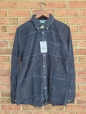 Barbour Blair Men's Black Slate Plaid Corduroy Button Down Shirt Size M (NWI)