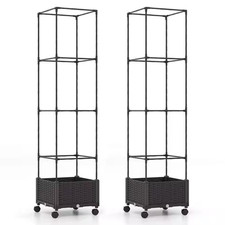 Black Metal Rectangular Indoor/Outdoor Planter Raised Garden Bed with Planter Bo