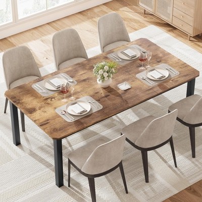 Home Dining Room Table for 6-8 ,Industrial Wood Table Rectangular Dinner  Table