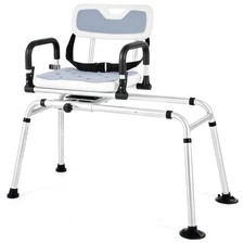 CO-Z Sliding Shower Chair with 360° Swivel Seat, 12-Level Tub Transfer Bench ...
