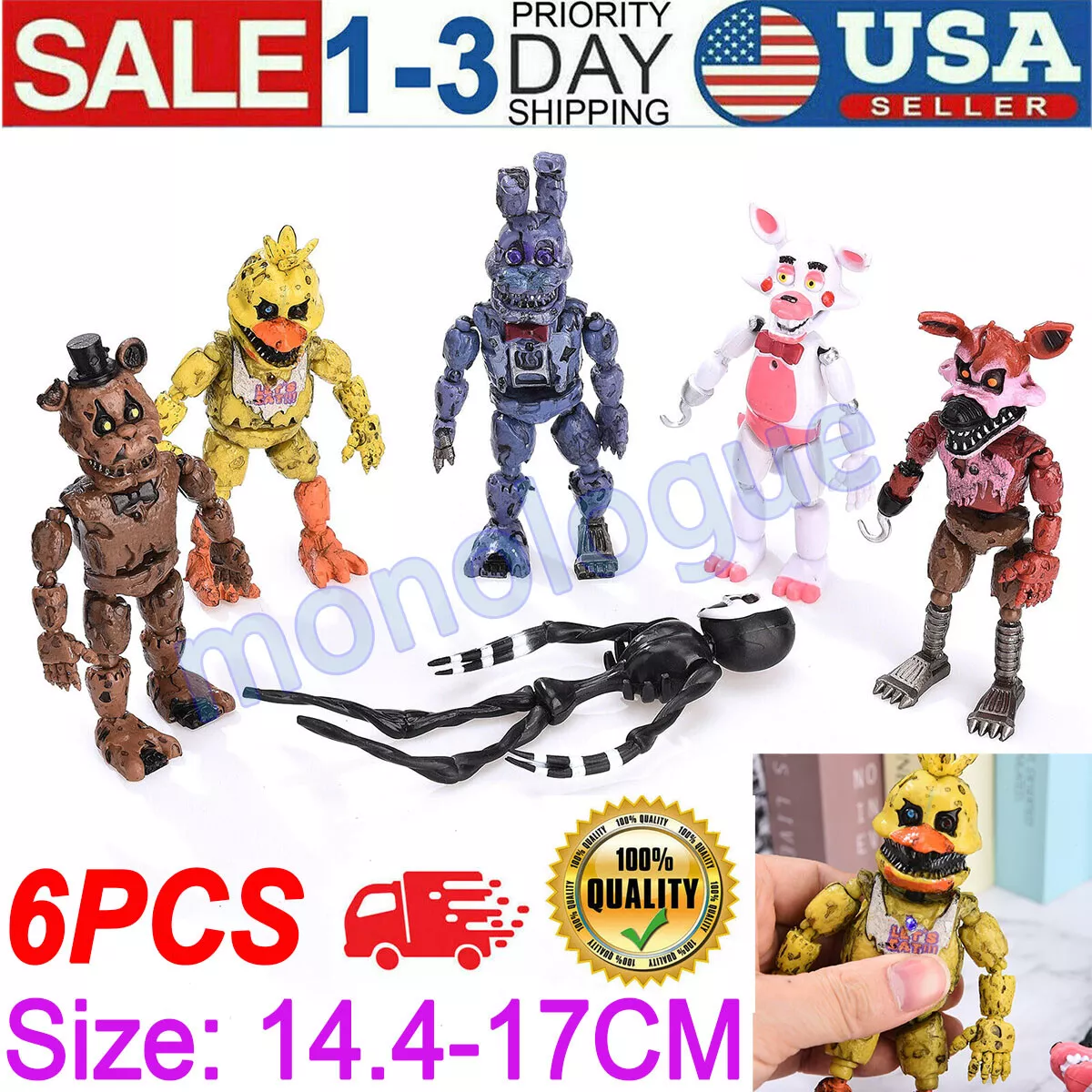 Set of 5 pcs FNAF Action Figures, Inspired by Five Nights at Freddy's  Action Figures Toys Dolls Gifts Cake Toppers, Toys Dolls, Holiday Toy Gifts  for Kids, 6 inches (FNAF 1 Action