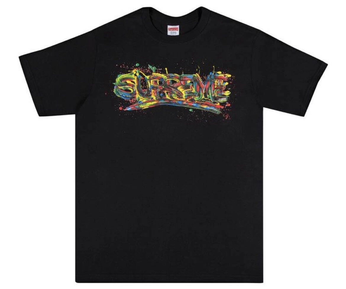 Supreme Black Paint Logo Medium T Shirt