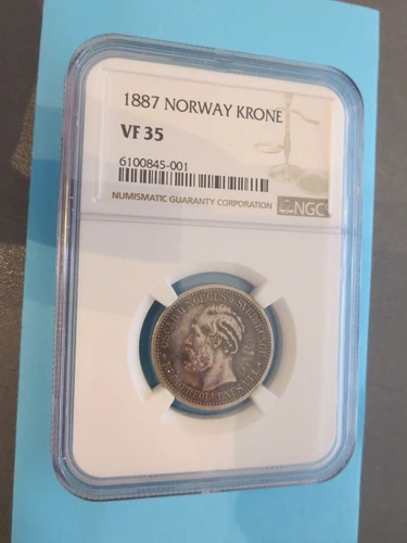 Norway silver 1 Krone 1887 VF-35 NGC