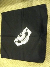 Black with Large Skull Biker's Mask Bandanna Face Mask,Head Wrap,Wristband-New!