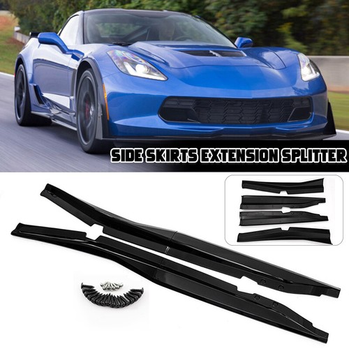 For 2014-19 Chevrolet Corvette C7 Side Skirt Z06 Style Gloss Black Rocker Panels - Picture 2 of 14
