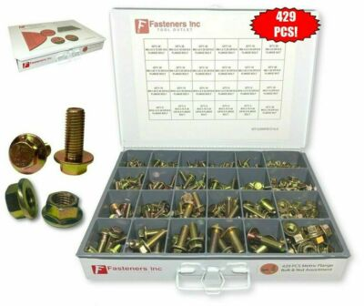 #ad #ad 429 Piece Grade 10.9 Metric Flange Bolt amp; Flange Nut Assortment Kit Yellow Zinc $139.99