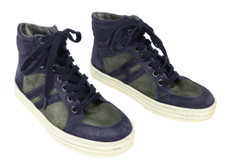Hogan Rebel Shoes Boys EU 29 Blue/Green Suede High Top Sneakers
