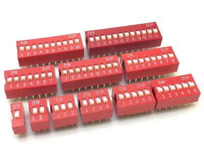 5x DIP Schalter | 1,2,3,4,5,6,7,8,9,10,12 | DIL,SIL,Mäuseklavier