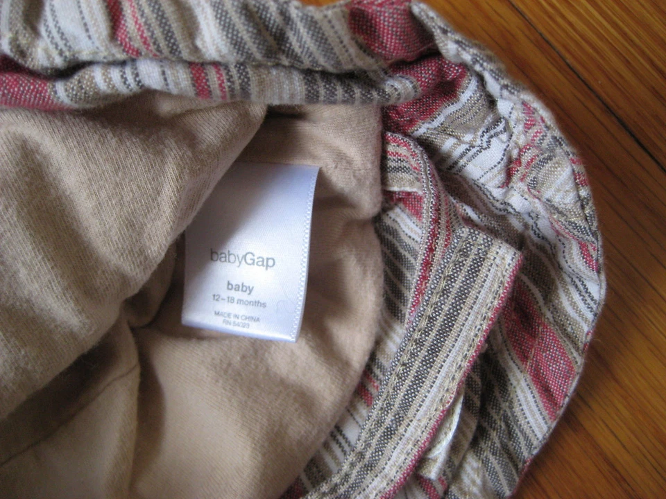 BabyGap striped LINEN HAT 12 18 months boys white brown red fishing cap kids gap - Image 2 of 2