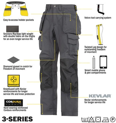 Snickers 3223 Floor Layers Trousers Snickers Direct Steel Grey