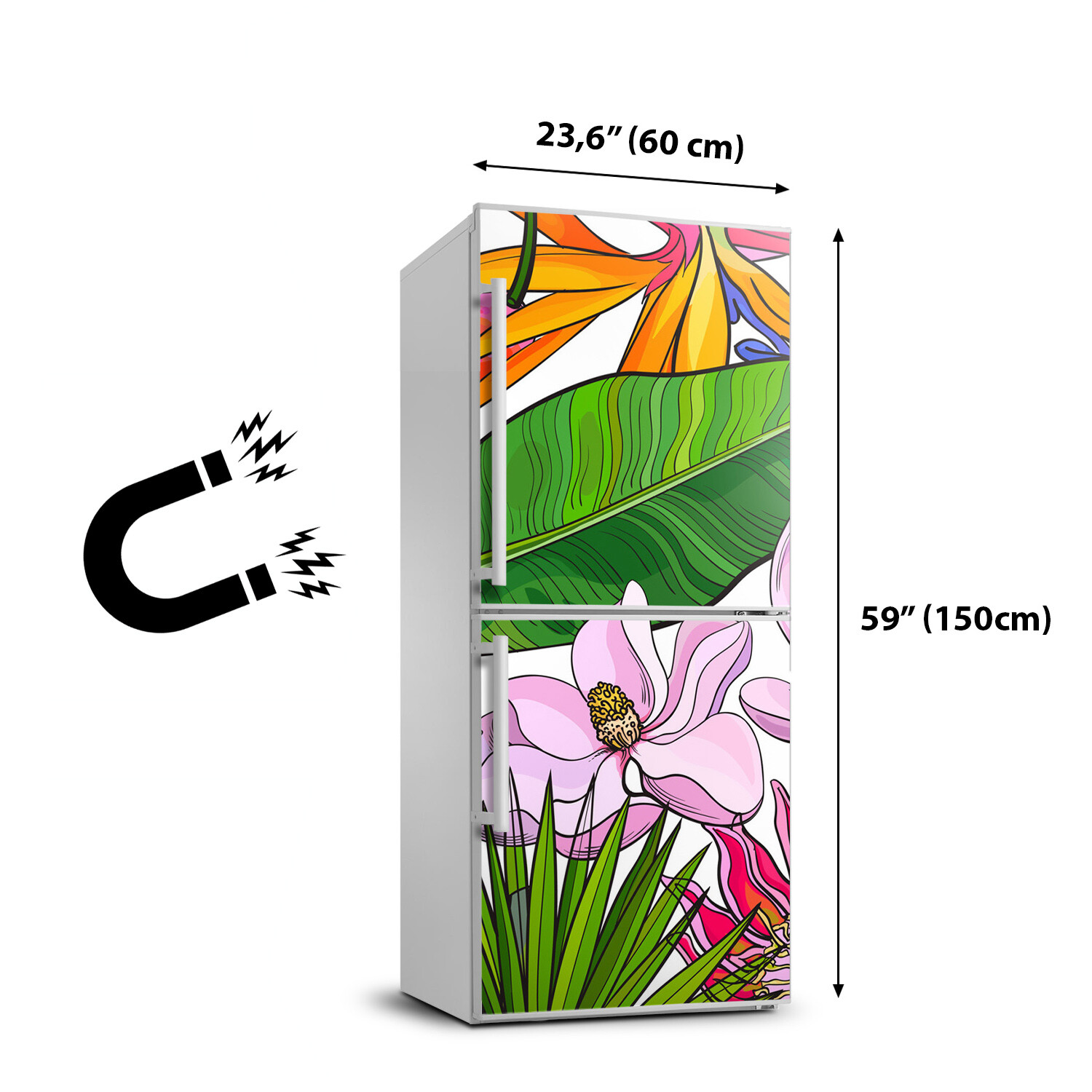 3D Refrigerator Wall Kitchen Removable Sticker Magnet Flowers Hawaiian ...
