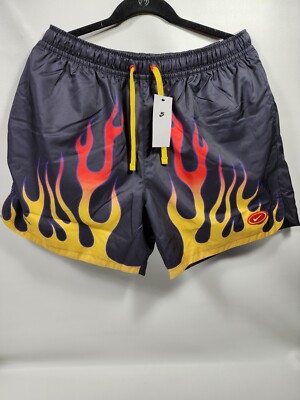 Nike NSW Flow Americana Flame Woven Mesh Lined Shorts Black Men's L DV9628-010
