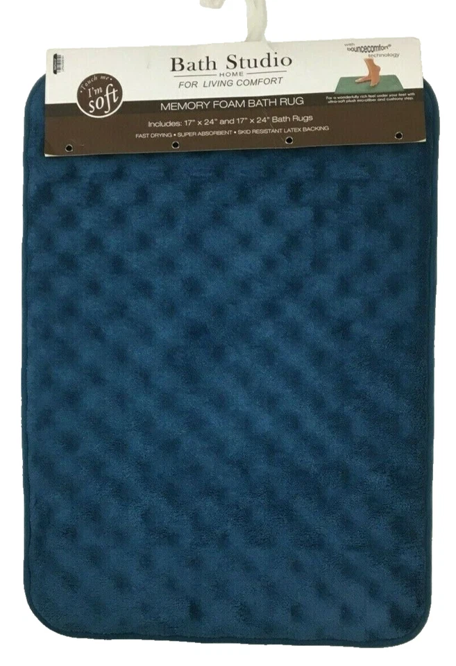 Juego de 2 alfombras de baño de espuma viscoelástica para estudio de baño BlueBounceComfort Tech 17"X24" Foto 4 de 4