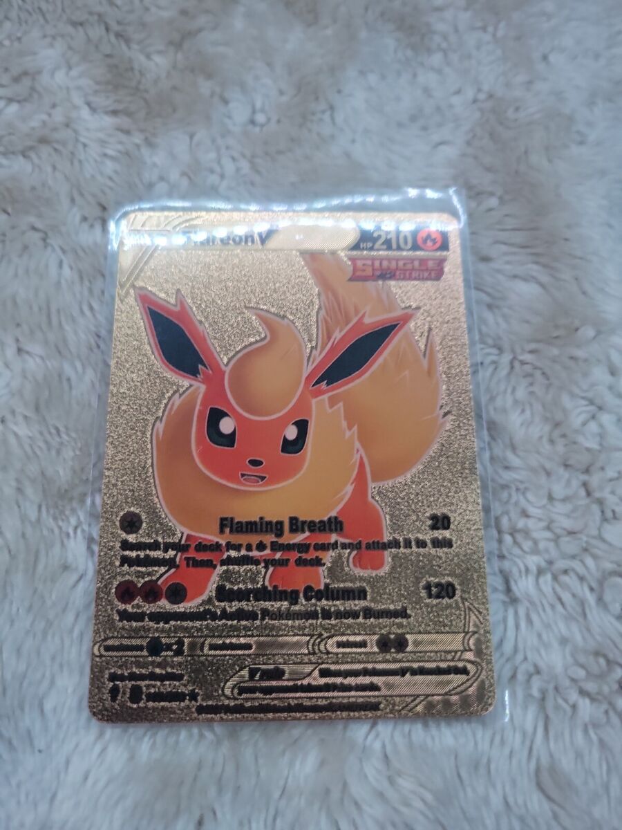 Pokemon Card Flareon V Full Art Gold Foil Hp 210 Fan Art Pokemon Card Flareon V Full Art Gold Foil Hp 210 Fan Art