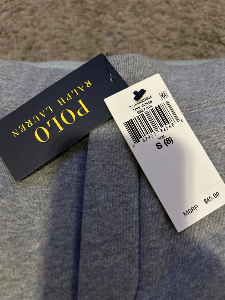 NWT- Ralph Lauren Boys Polo Shorts Heather Gray ~Size 8 Blue Logo - Image 3 of 4