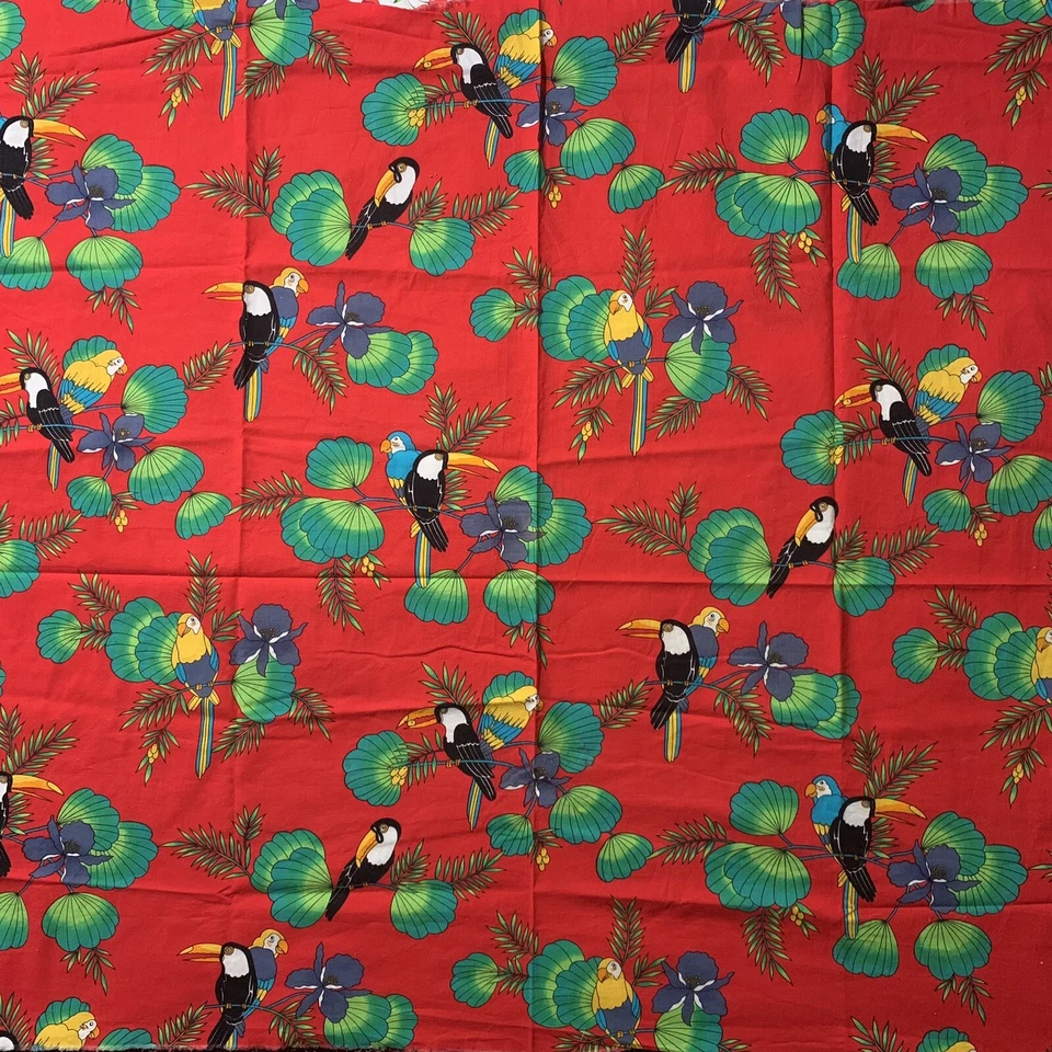 Vintage Tropical Toucan Cotton Fabric Piece 41x36” Alexander Henry Collection - Image 3 of 4
