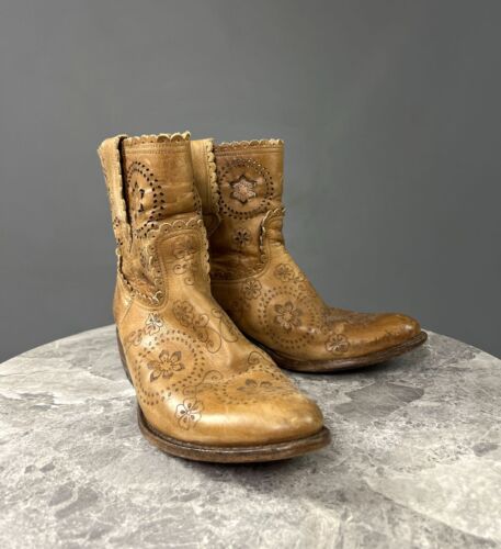 Sendra 1037, 1164 Stiefel Gr. 38, gemustertes Leder, Handarbeit - Bild 1 von 9