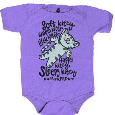 Big Bang Theory Soft Kitty Infant Bodysuit Lavender | eBay