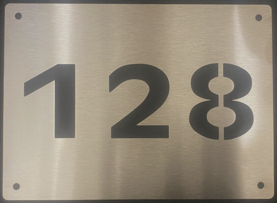 Brushed Stainless Steel Door Number Wall Sign Plaque Personalised