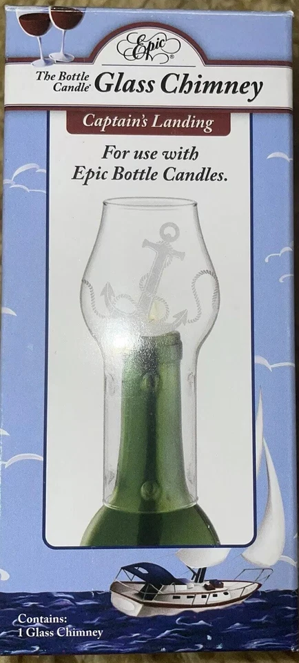 Epic Products Botella de Vino Vela Vidrio Chimenea “Ancla” y 2 Mechas de Corcho Foto 2 de 4
