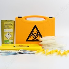 Sharps Disposal Kit In a Yellow Box. 5 Application Biohazard Clean Up Kit.