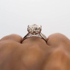 3.20 Ct Round Cut Real Moissanite Engagement Wedding Ring 950 Platinum Size 5.5