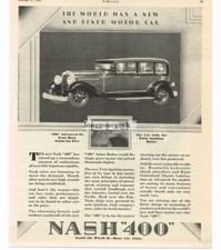 1928 Nash 400 4-door Sedan Automobile Car Vintage Ad 