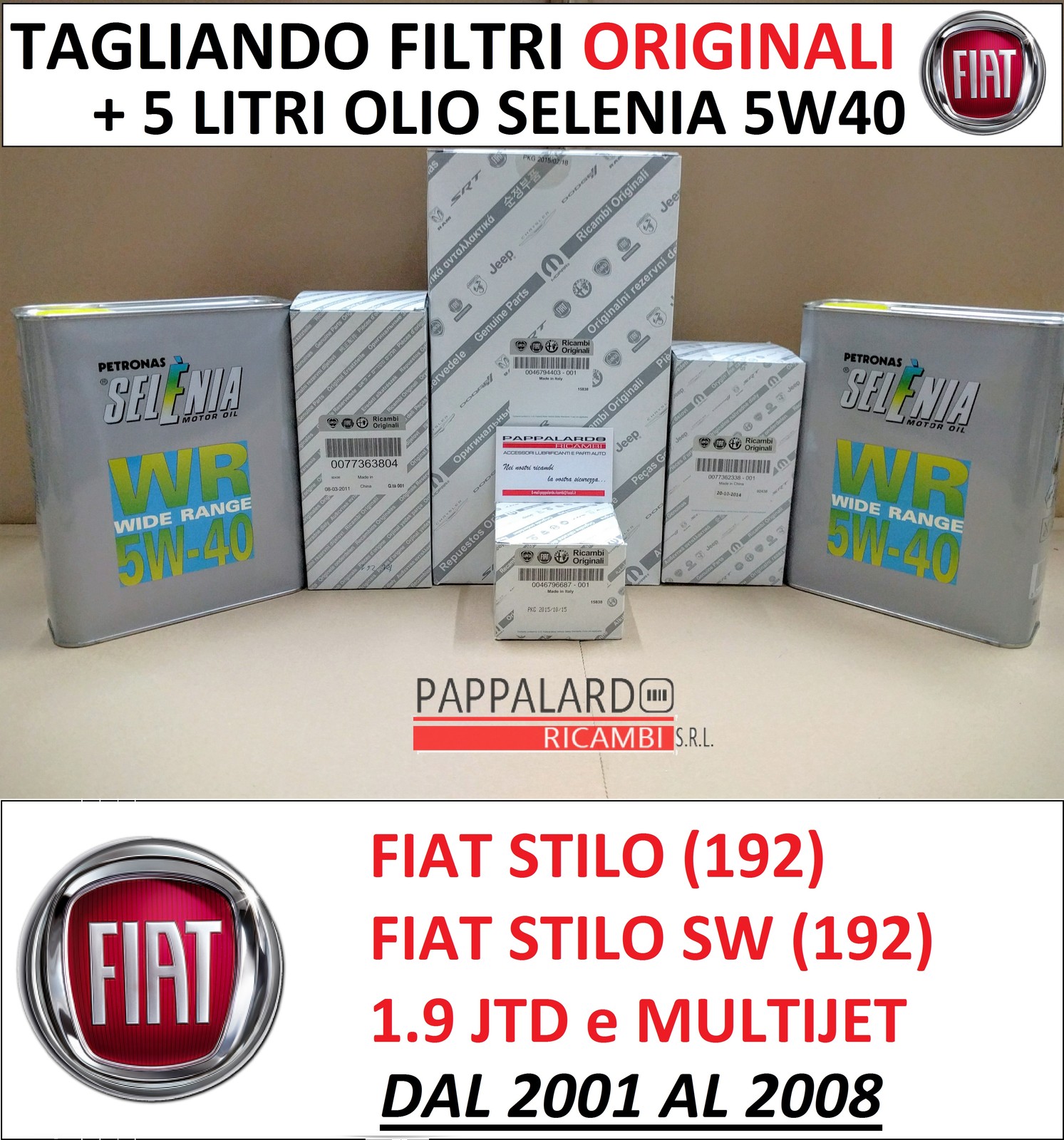 Kit Tagliando Fiat Tipo 1.6 D Diesel Multijet 4 Filtri Olio 0W30 Omaggio - Foto 6