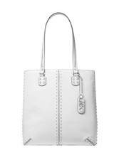 Michael Kors Astor Large Studded Leather N/S Tote Bag Handbag Optic White 498