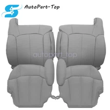 For GMC Sierra 1999-2002 Both Driver & Passenger Leather Seat Cover Pewter Gray