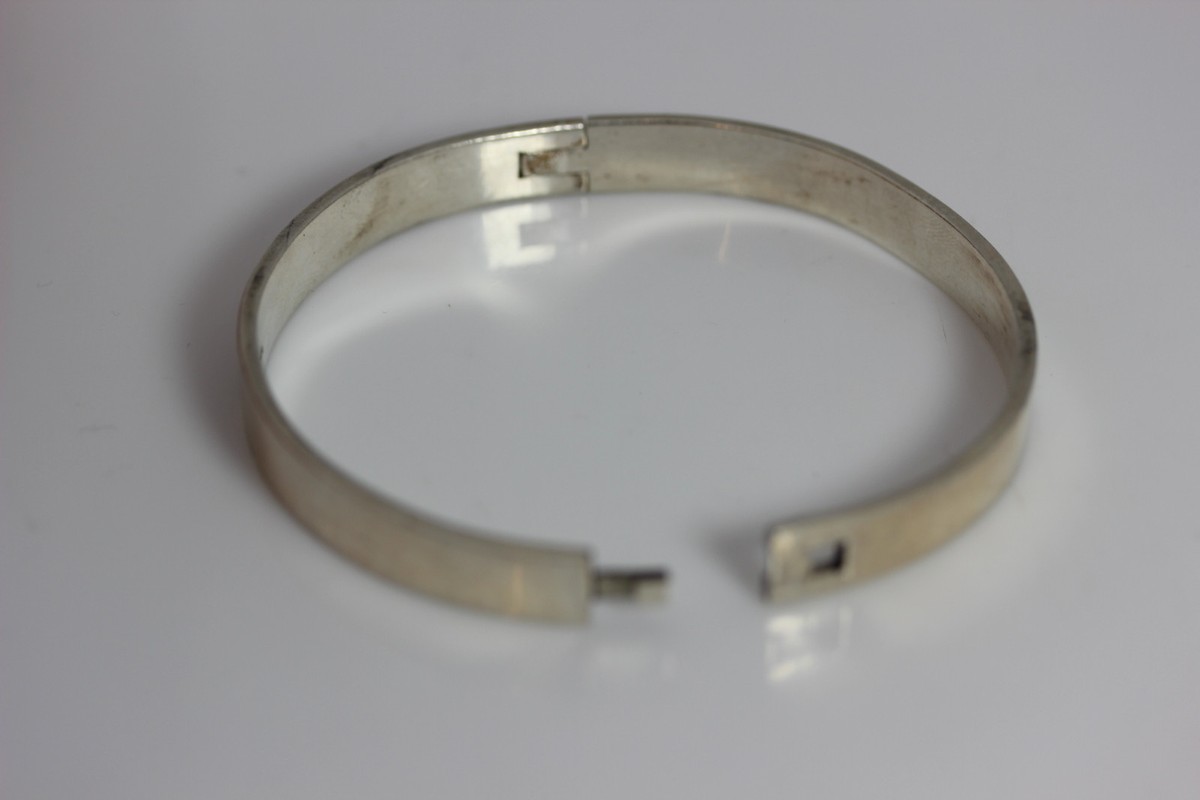 925 Sterling Silver 8mm Wide Flat Bangle Bracelet 7.25