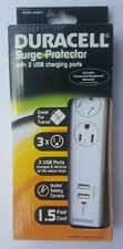 Duracell Surge Protector With 2 USB Charging Ports White