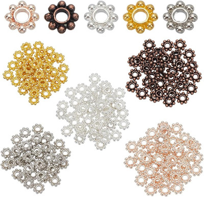 5 Farbe 200 Stück Blumen Abstandsperlen 5mm Mini Metallperlen Lose Perlen Im Tib