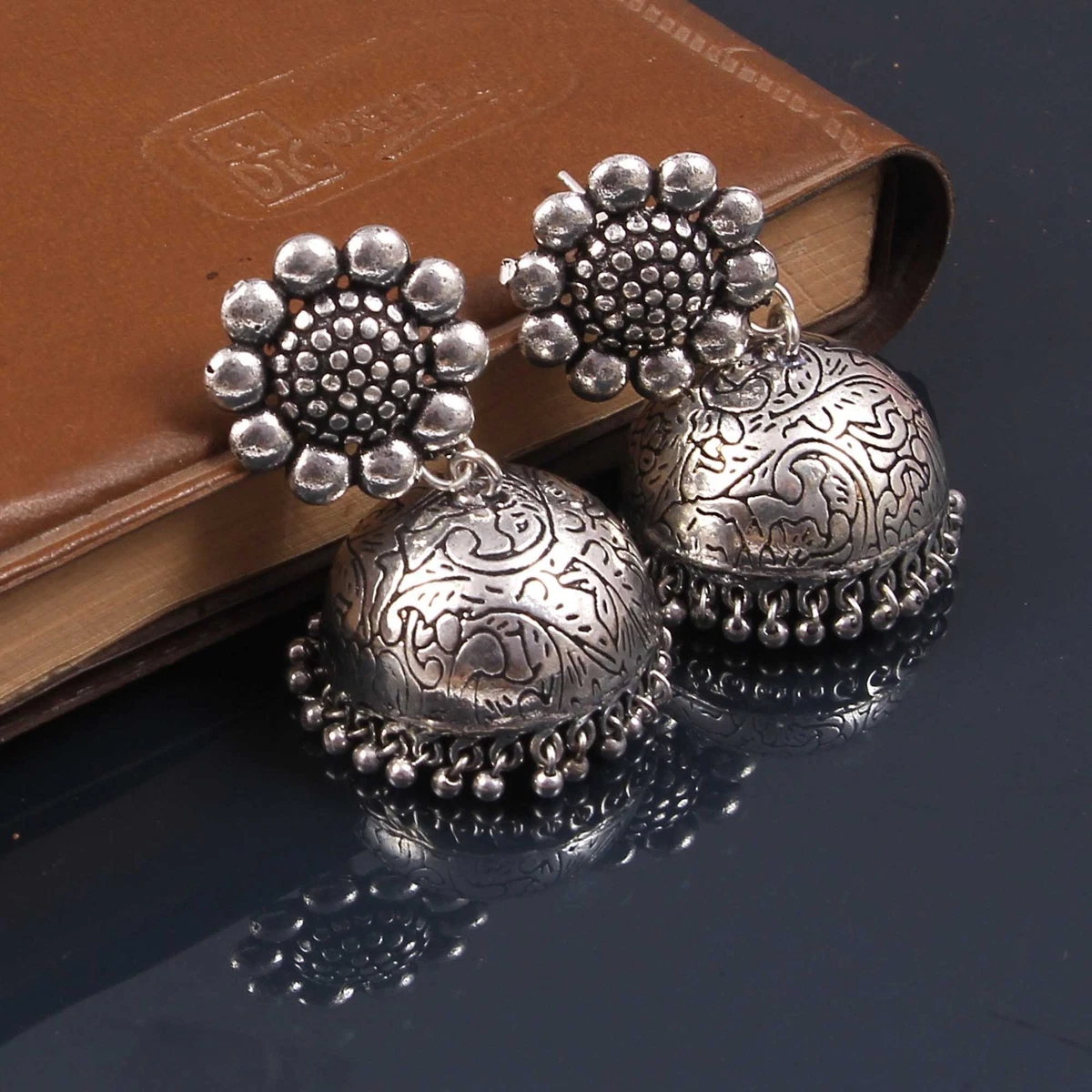 Oxidised Jhumka - Buy Latest Oxidised Jhumka Earrings Online for Girls –  The Jewelbox